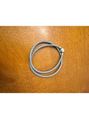 Light Gray Braided PU Leather Wrap Bracelet with Silver Clasp 584
